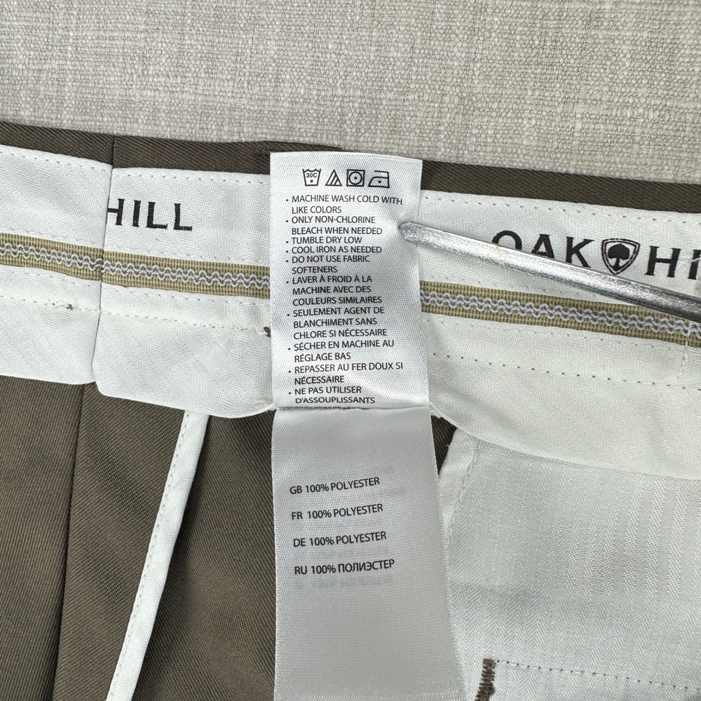 Oak Hill Dress Pants Mens 42x30 Taupe Brown Pleated Front Polyester Trousers - Picture 9 of 12